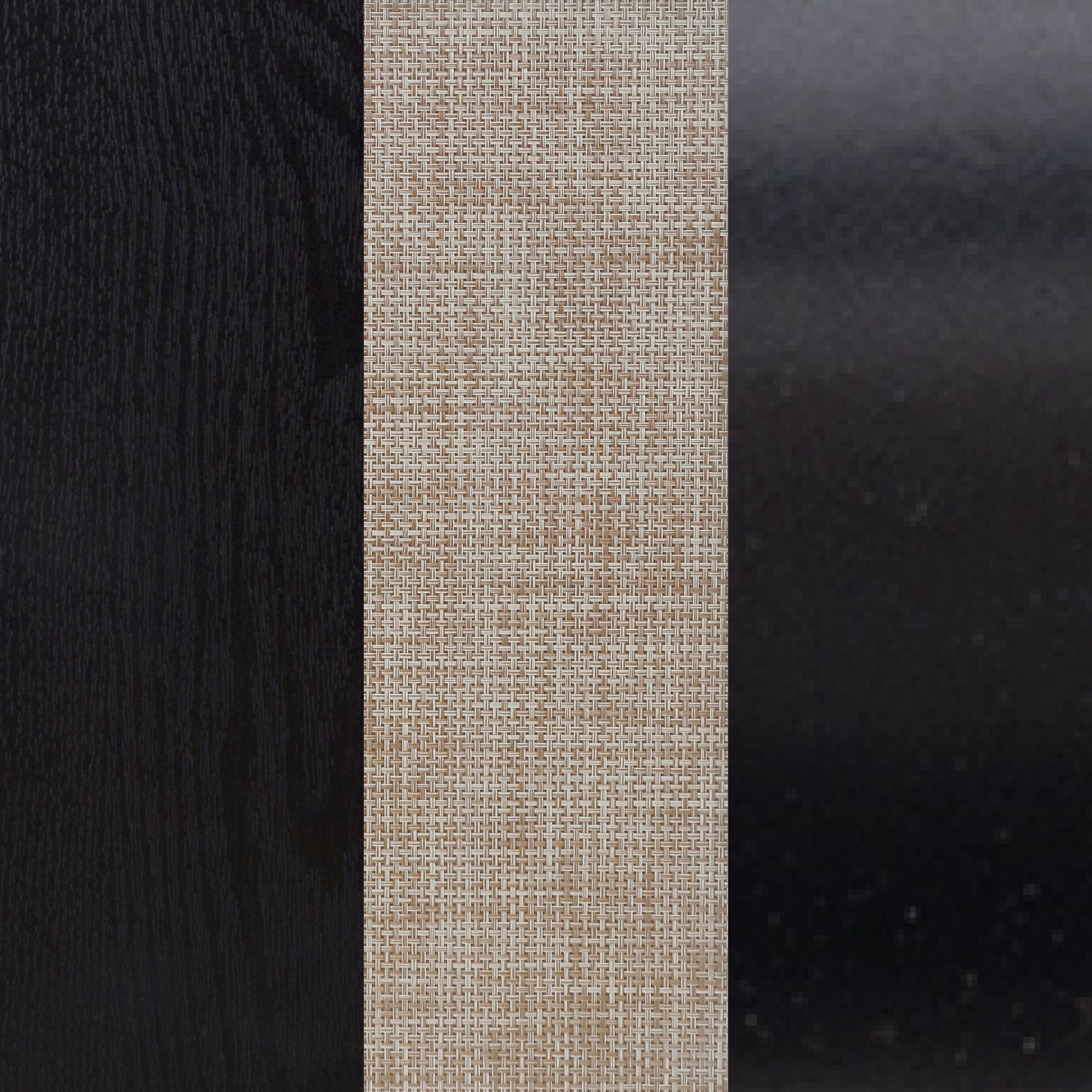 Rattan, Wood & Metal 3-Drawer Dresser Black
