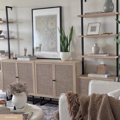 Boho Rattan Entertainment Center Light Oak