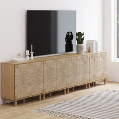Large Seagrass Storage Cabinet Credenza Brown (Set of 4)