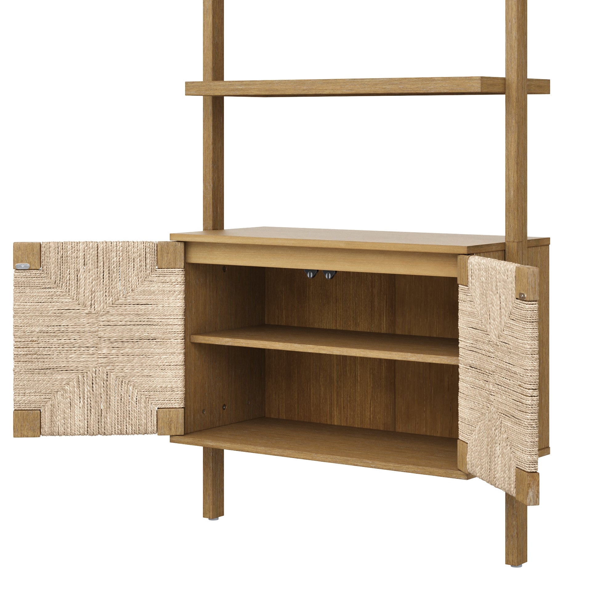 Boho Seagrass Entertainment Center Light Brown (3 Cabinets)