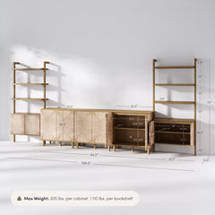Boho Seagrass Entertainment Center Light Brown (3 Cabinets)
