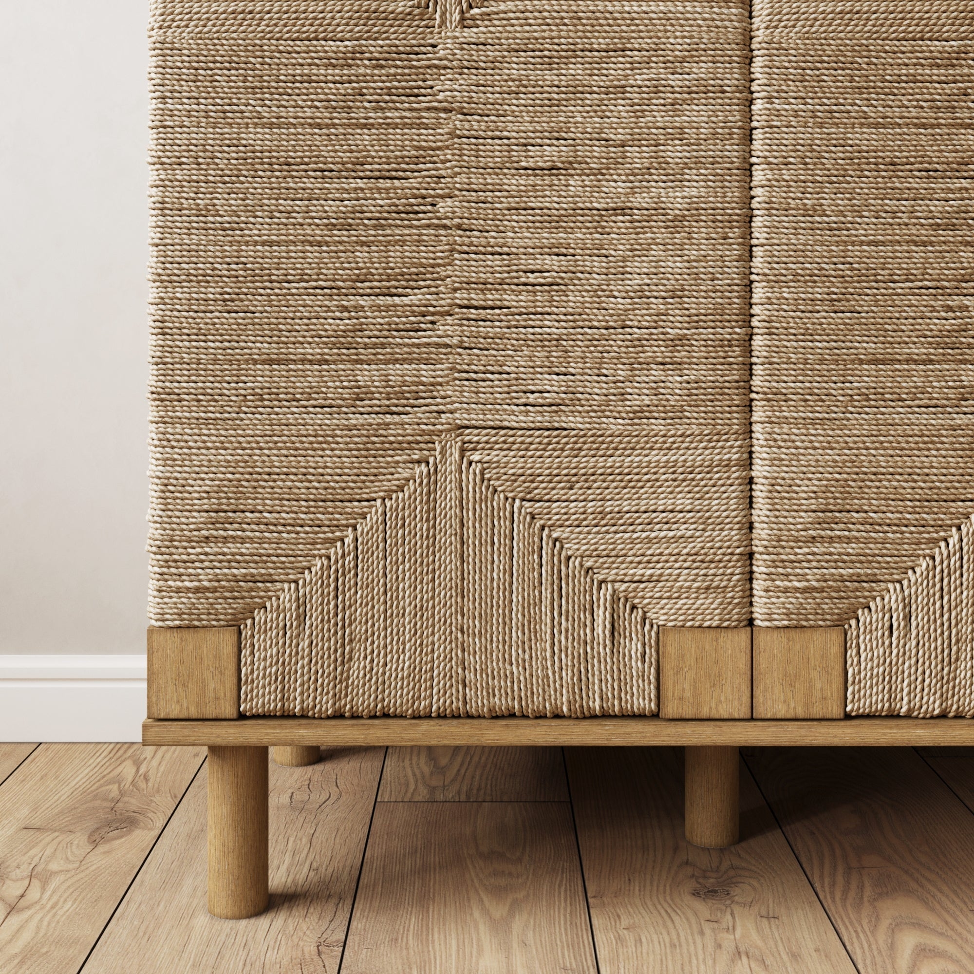 Seagrass Storage Cabinet Credenza Brown (Set of 3)