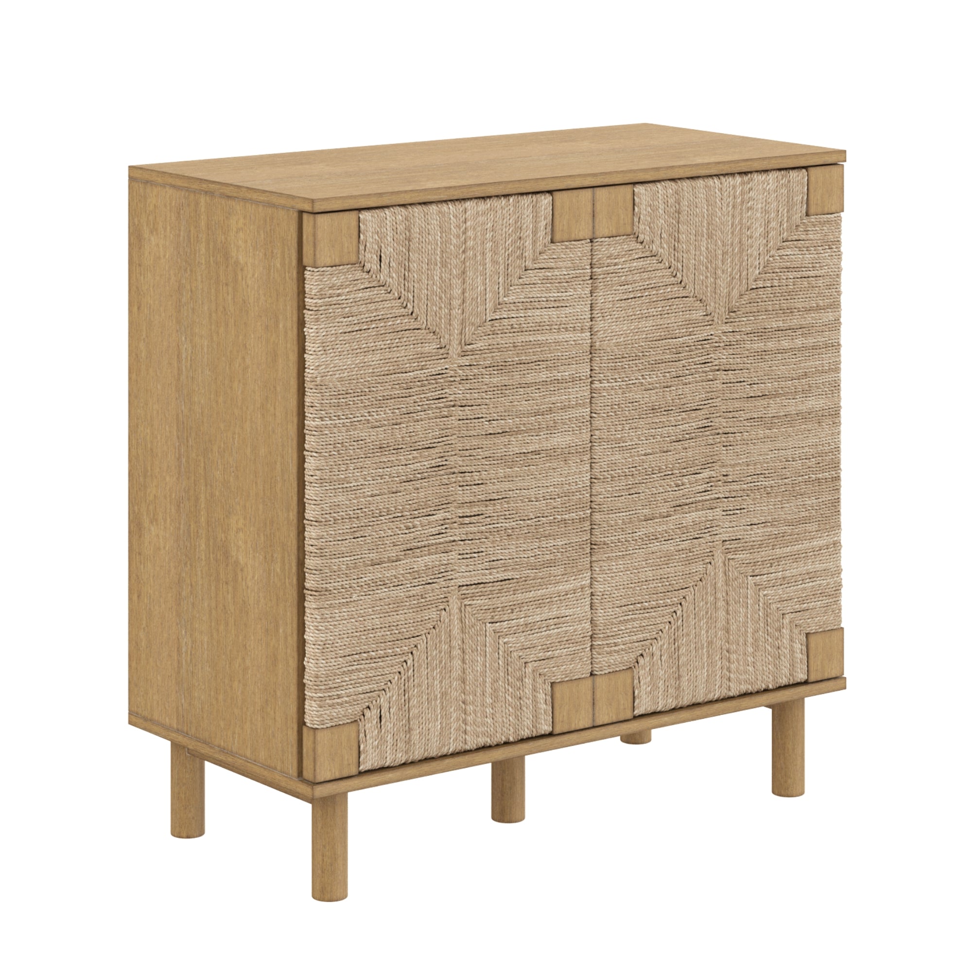 Large Seagrass Storage Cabinet Credenza Brown (Set of 4)
