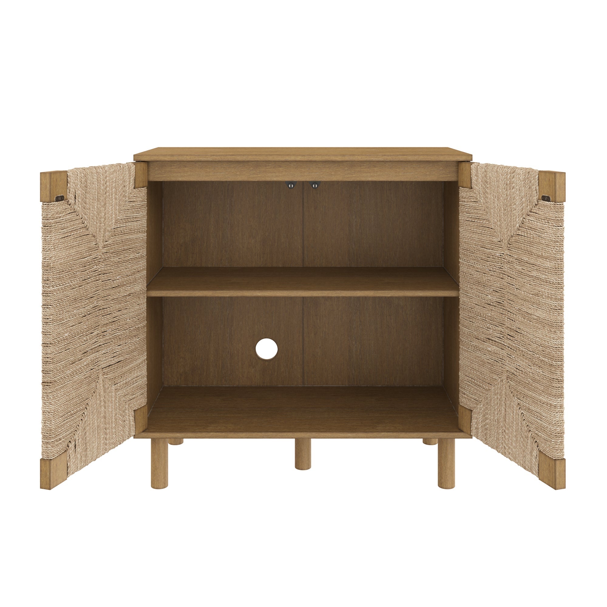 Seagrass Storage Cabinet Credenza Brown (Set of 2)