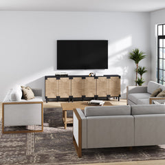 Seagrass Storage Cabinet Credenza Black (Set of 3)