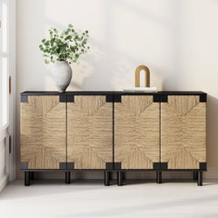 Seagrass Storage Cabinet Credenza Black (Set of 2)