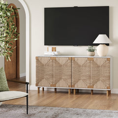 Seagrass Storage Cabinet Credenza White (Set of 2)