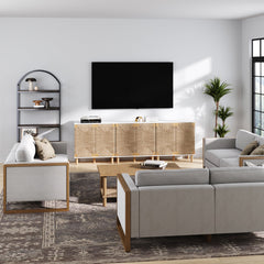 Seagrass Storage Cabinet Credenza White (Set of 3)