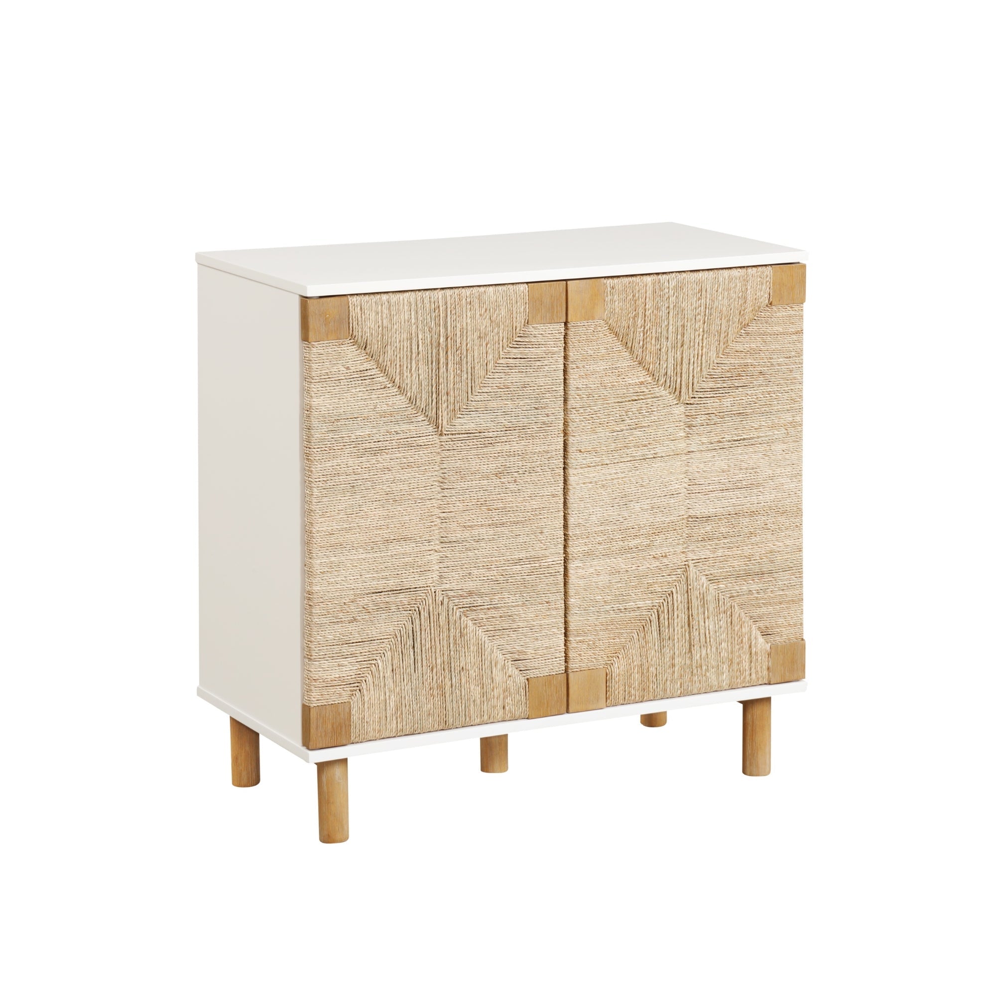 Seagrass Storage Cabinet Credenza White (Set of 2)