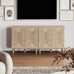 Seagrass Storage Cabinet Credenza Raw Oak (Set of 2)