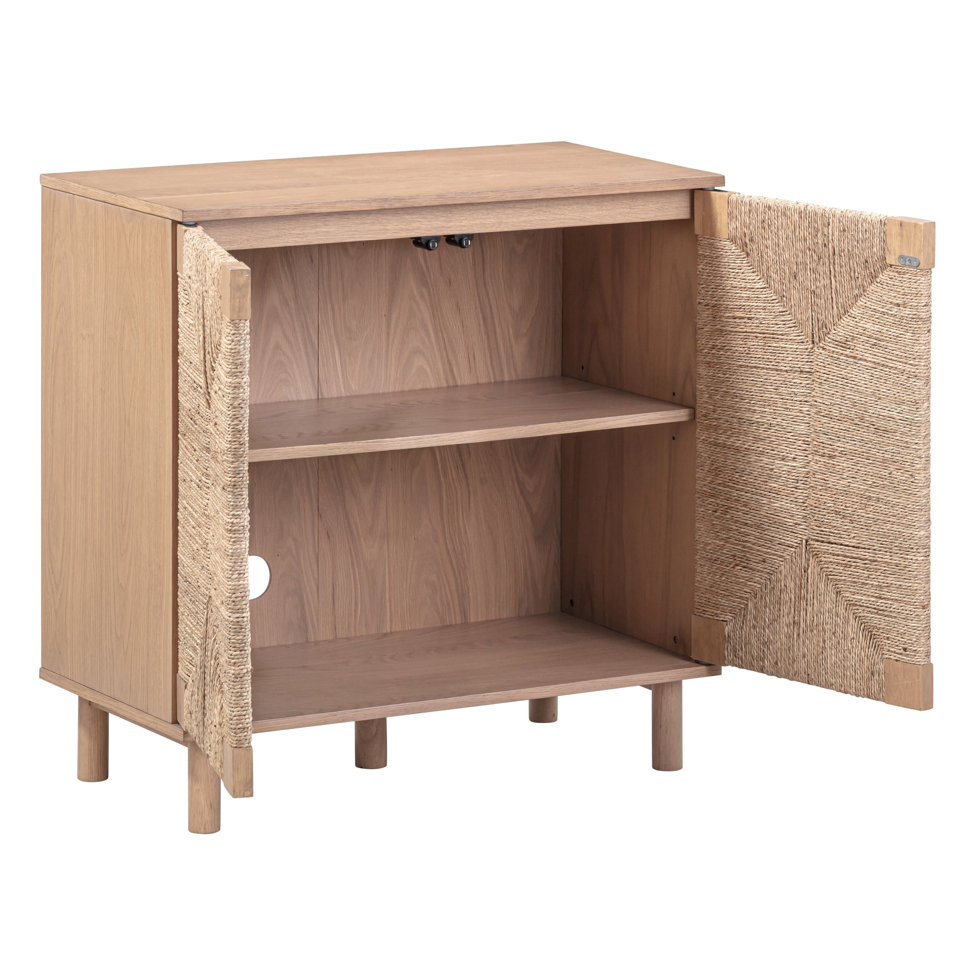 Seagrass Storage Cabinet Credenza Raw Oak (Set of 3)