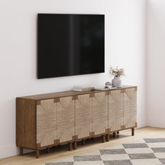 Seagrass Storage Cabinet Credenza Dark Brown (Set of 3)