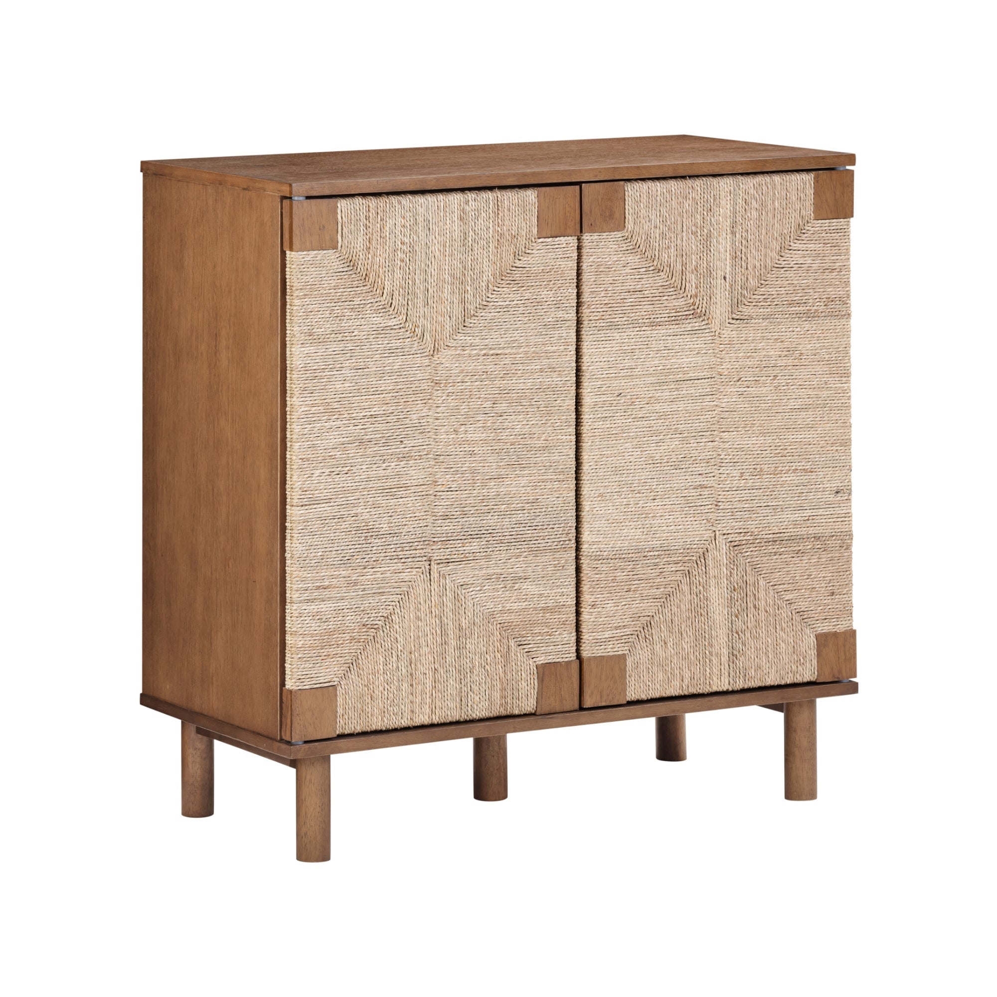Seagrass Storage Cabinet Credenza Dark Brown (Set of 2)