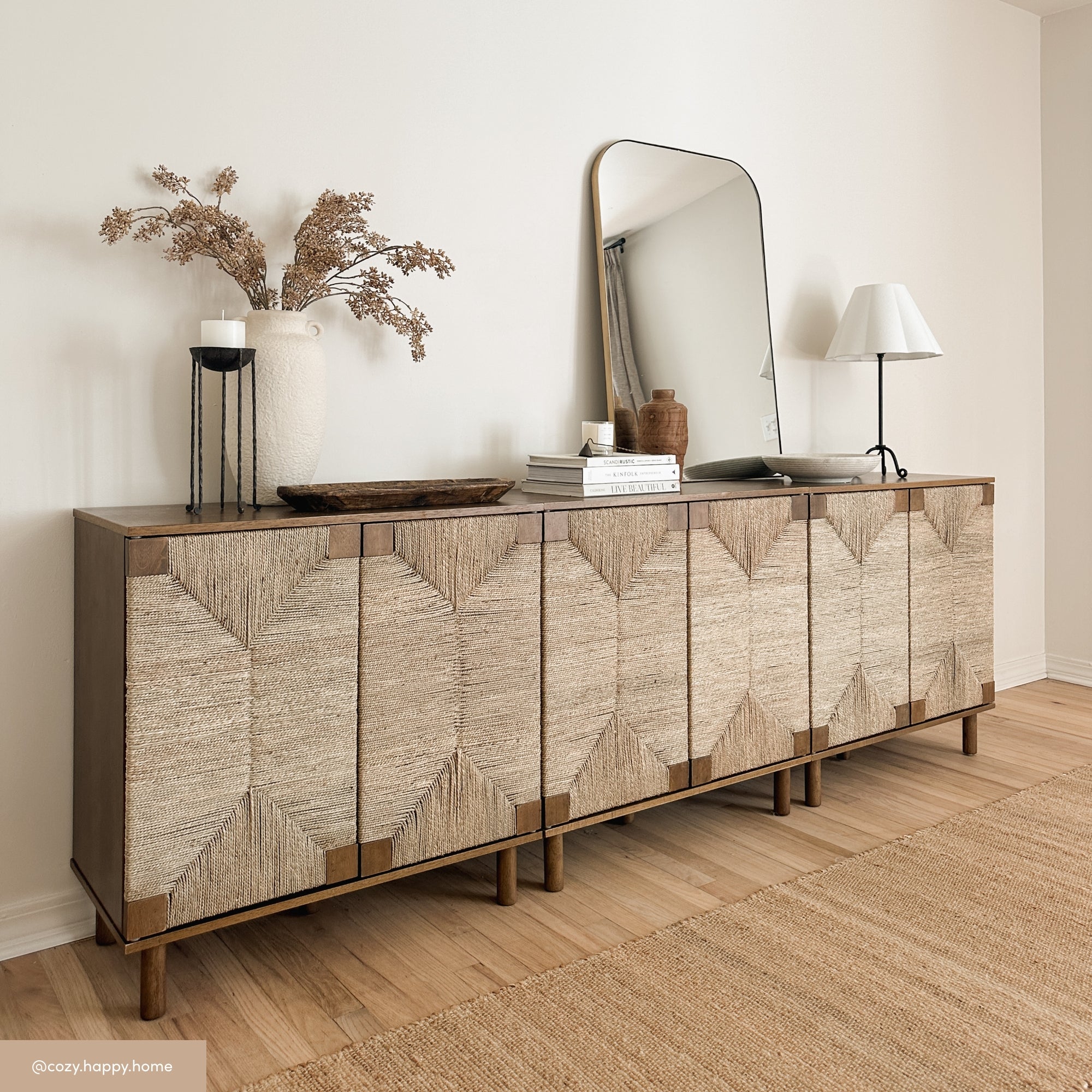 Seagrass Storage Cabinet Credenza Dark Brown (Set of 2)