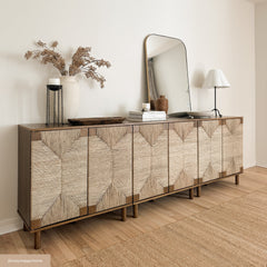 Seagrass Storage Cabinet Credenza Dark Brown (Set of 2)