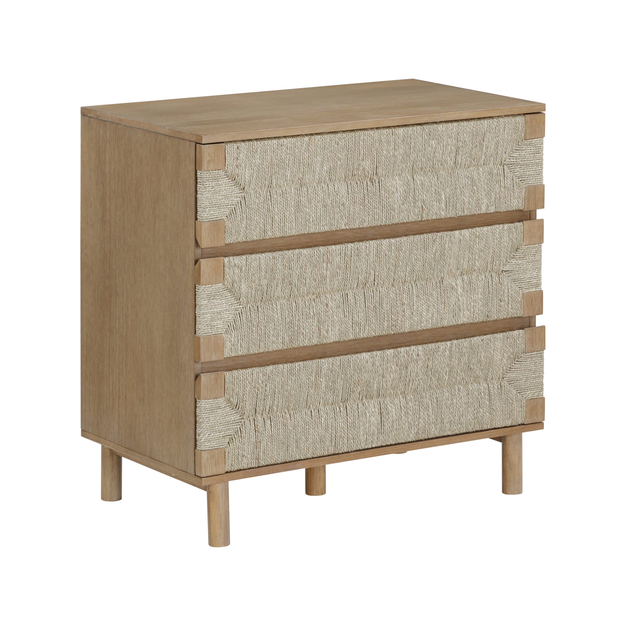 Boho Seagrass 3-Drawer Dresser Light Brown