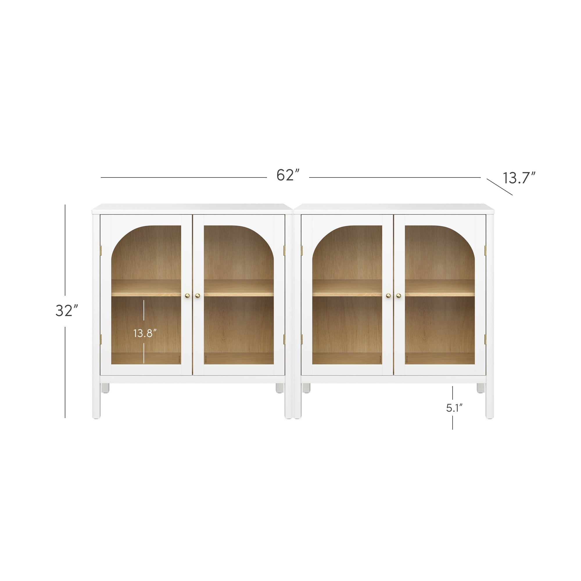 Arched Glass Door TV Console for TVs up to 65" White