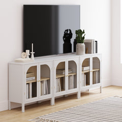 Arched Glass Door TV Console for TVs up to 75" White