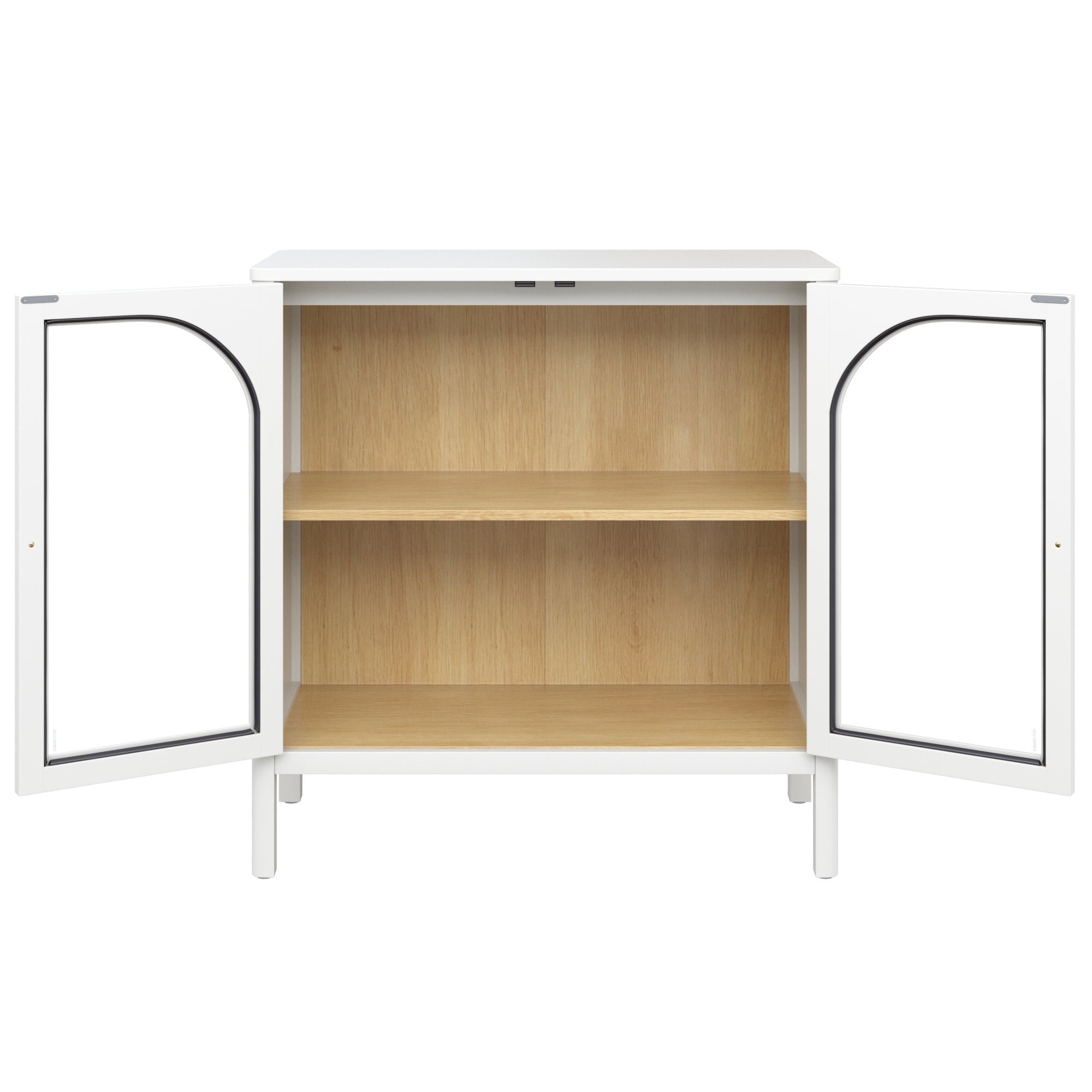 Arched Glass Door TV Console for TVs up to 65" White