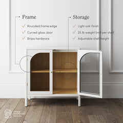 Arched Glass Door TV Console for TVs up to 75" White