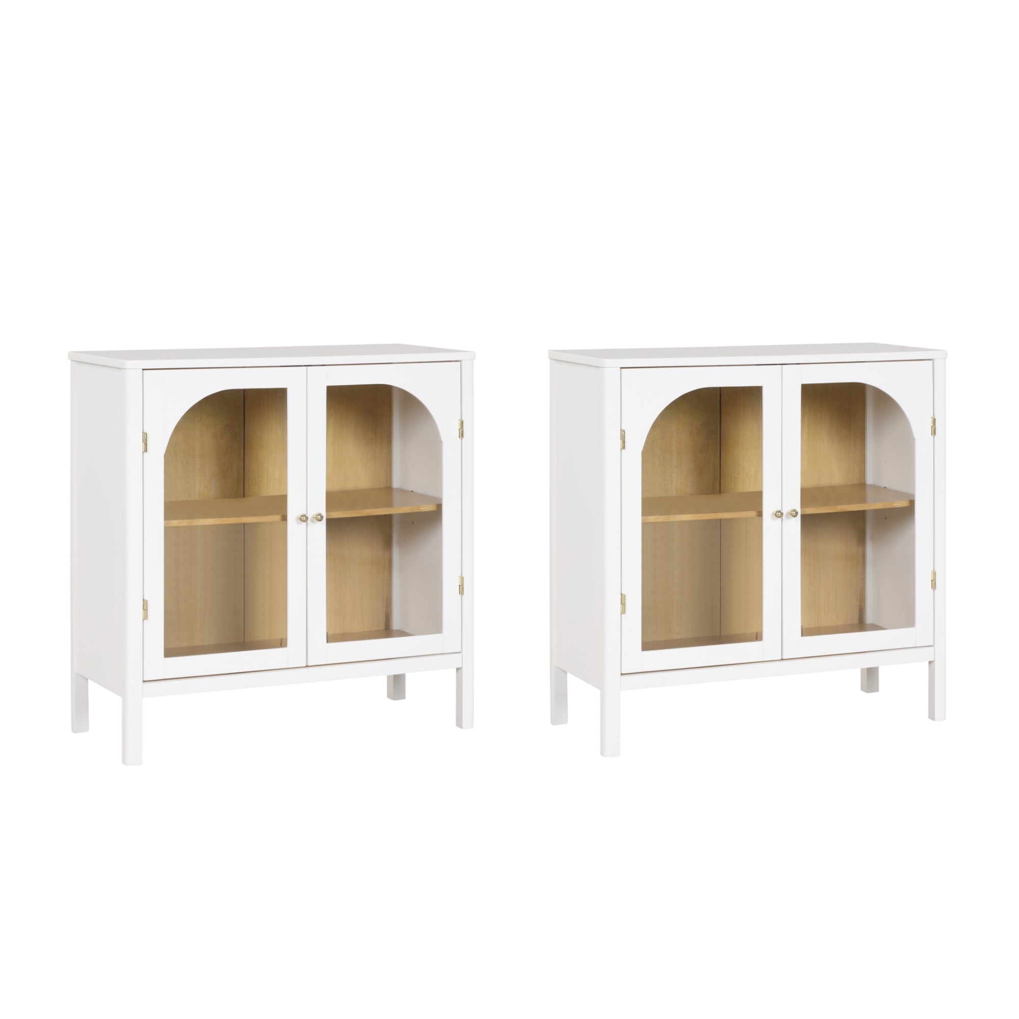 Arched Glass Door TV Console for TVs up to 65" White