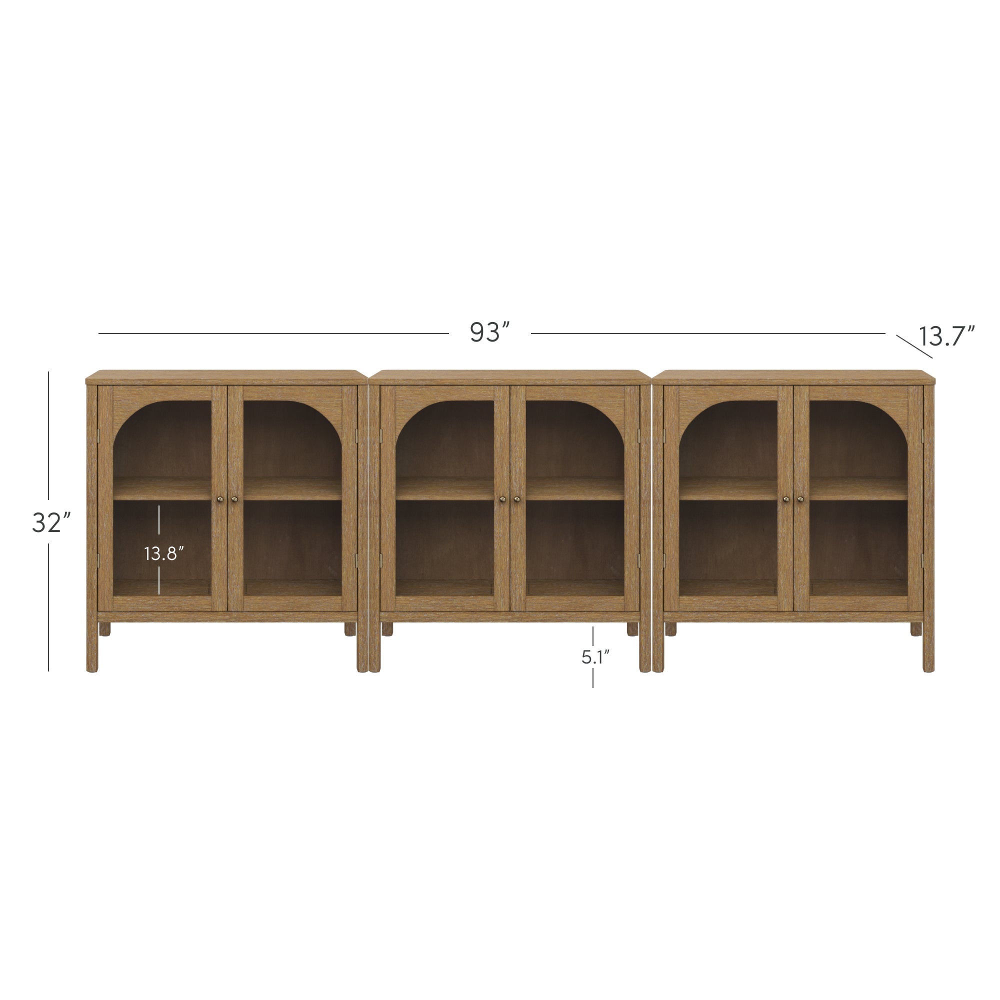 Arched Glass Door TV Console for TVs up to 75" Brown