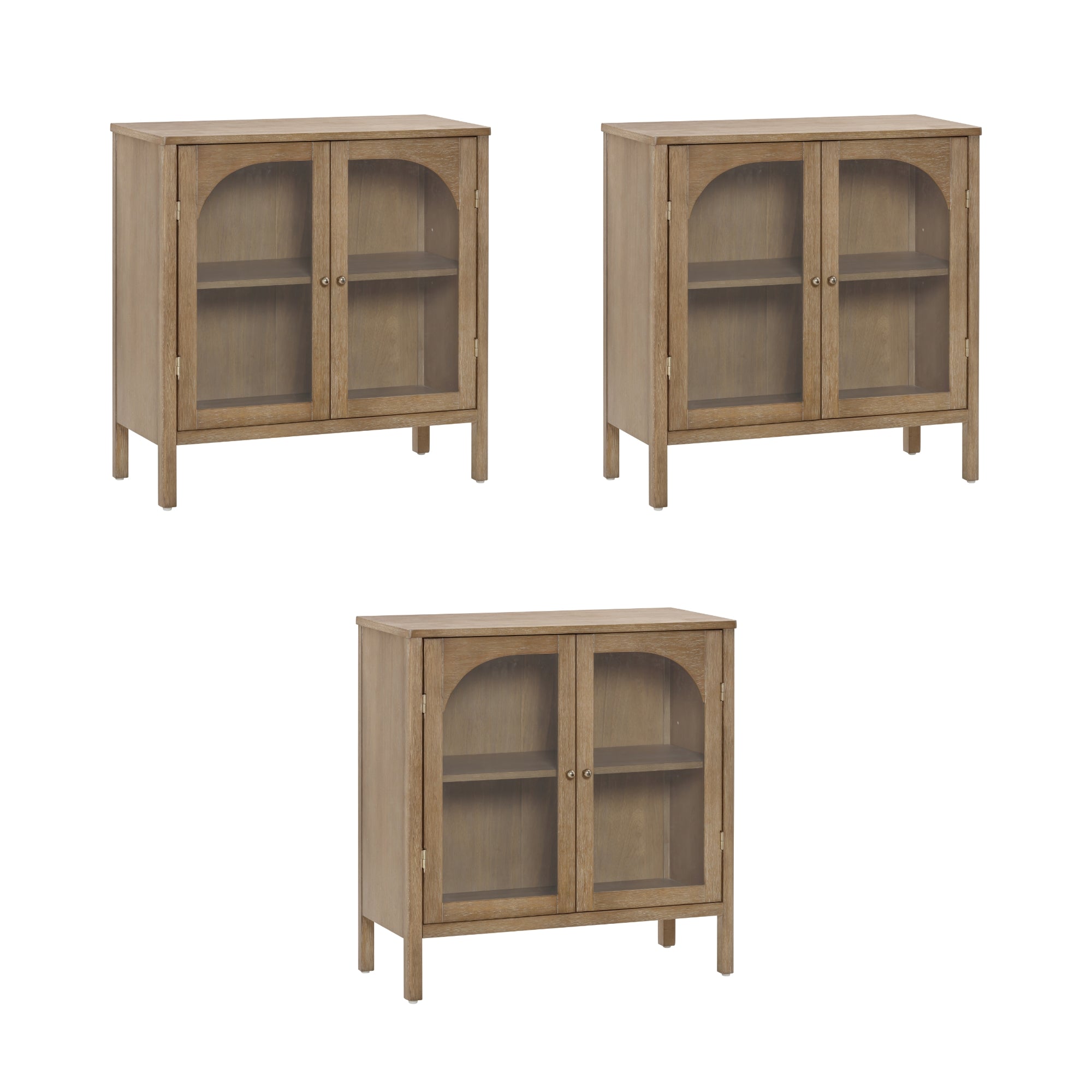 Arched Glass Door TV Console for TVs up to 75" Brown