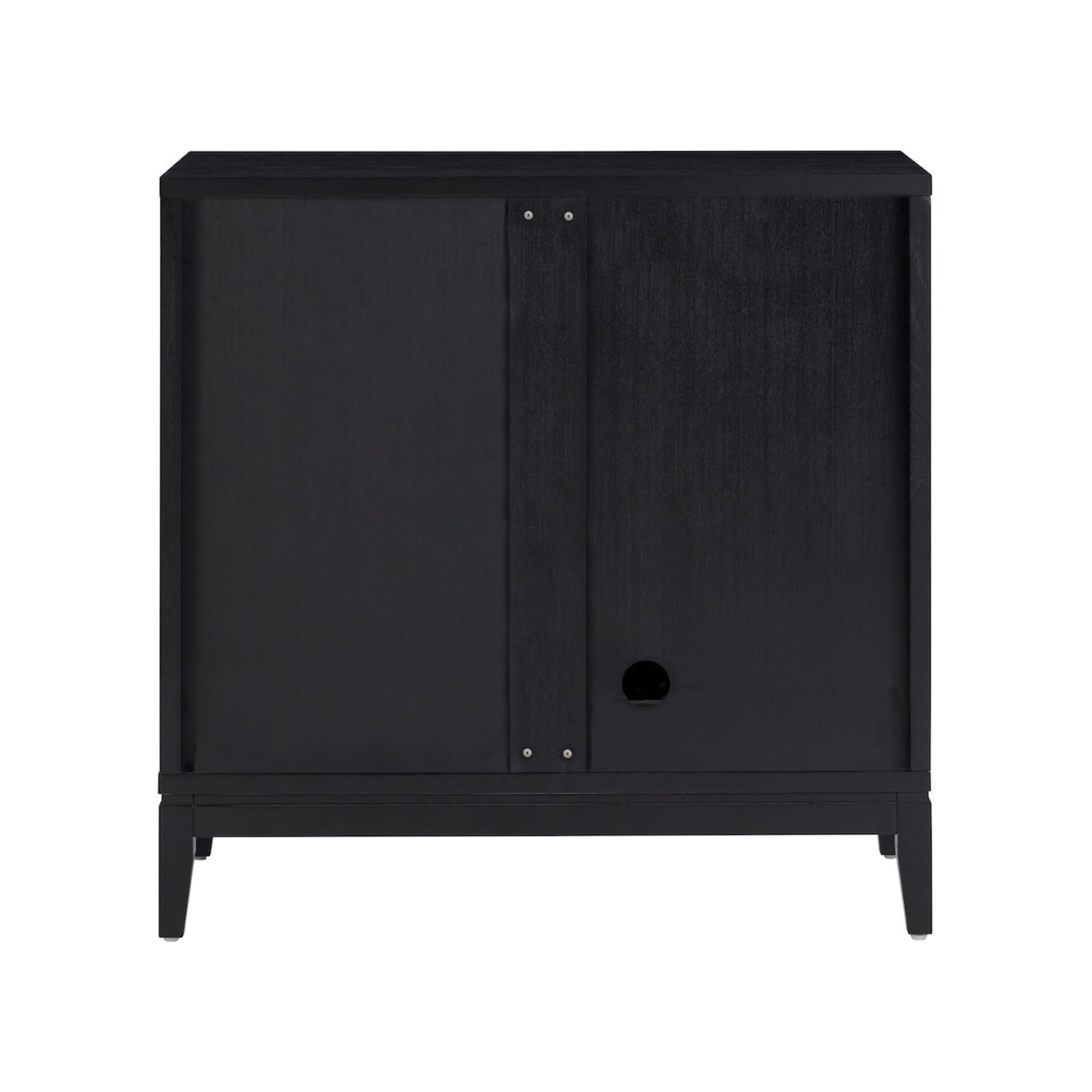 Mid-Century Fluted Storage Cabinet Black Oak