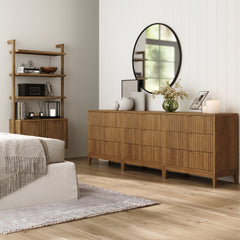 Bohemian Solid Wood 3-Drawer Fluted Dresser Light Brown (Set of 3)