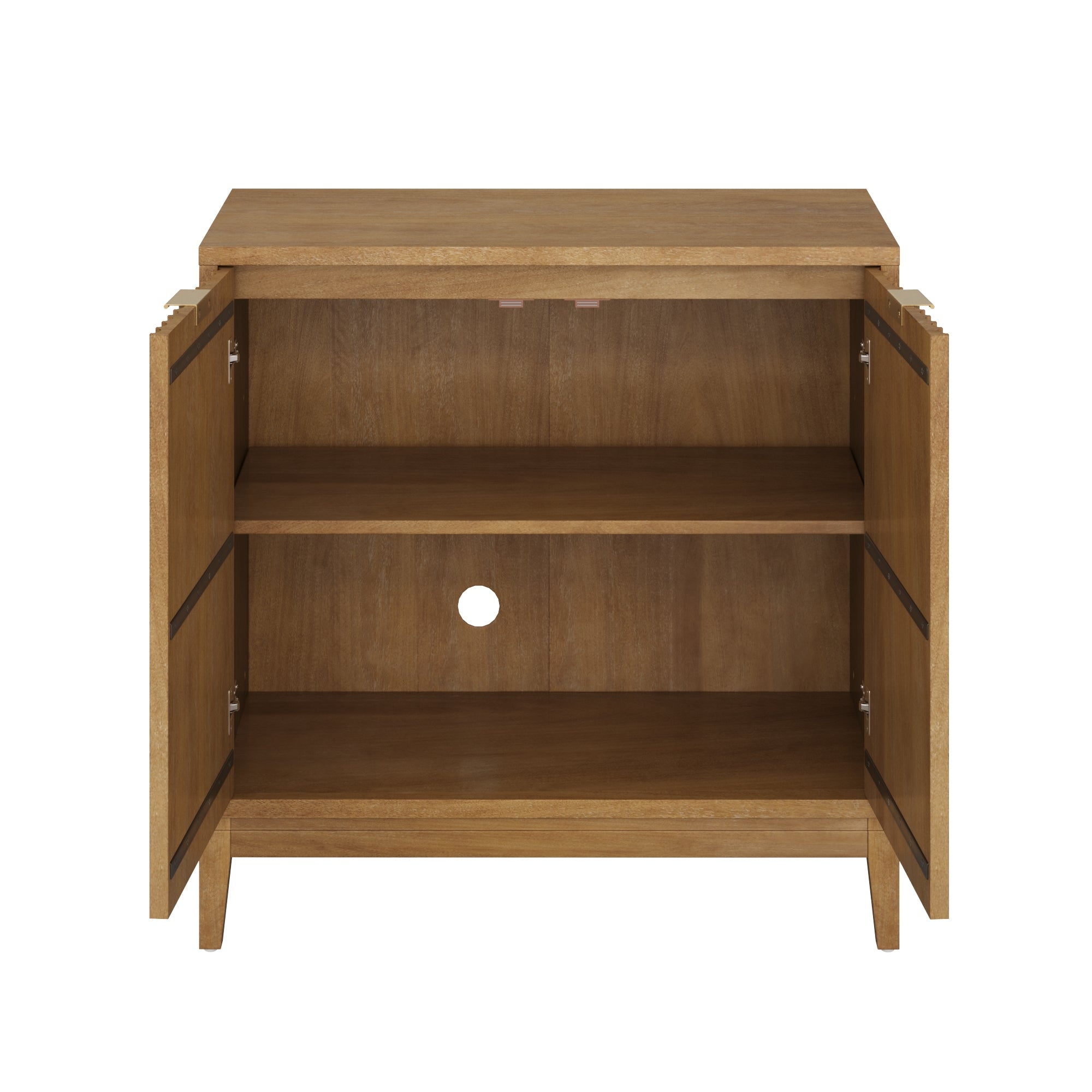 Mid-Century Fluted Storage Cabinet Light Brown