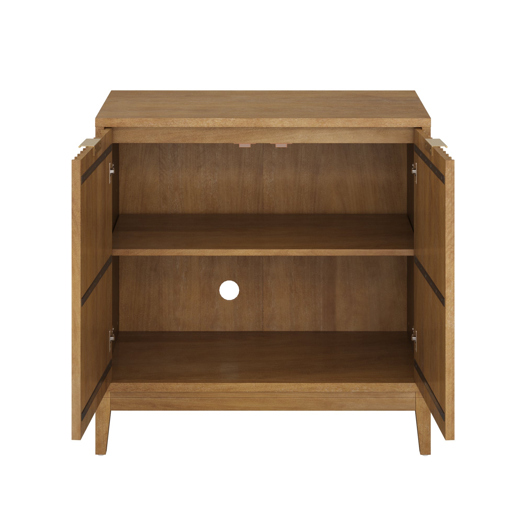 Mid-Century Fluted Storage Cabinet Light Brown