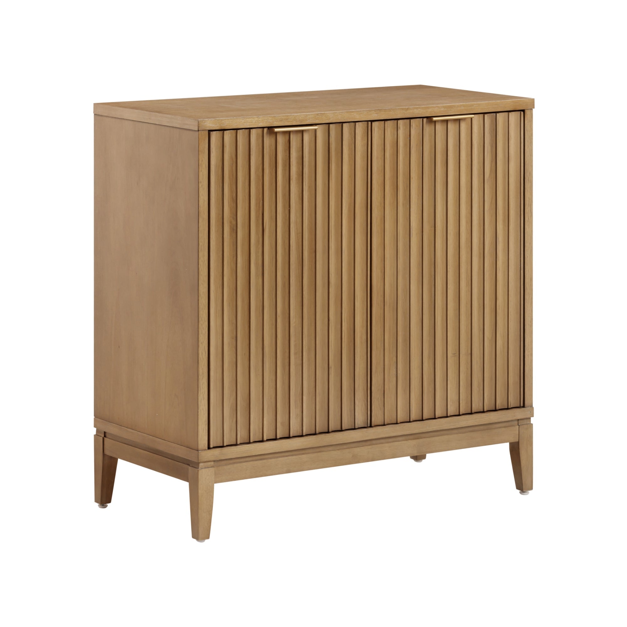 Mid-Century Fluted Storage Cabinet Light Brown