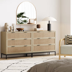 Rattan & Wood Dressers Light Oak (Set of 2)