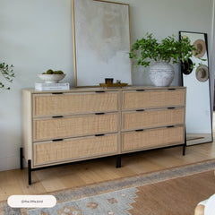 Rattan & Wood Dressers Light Oak (Set of 3)