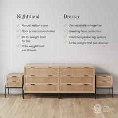 Rattan Bedroom Set Light Oak
