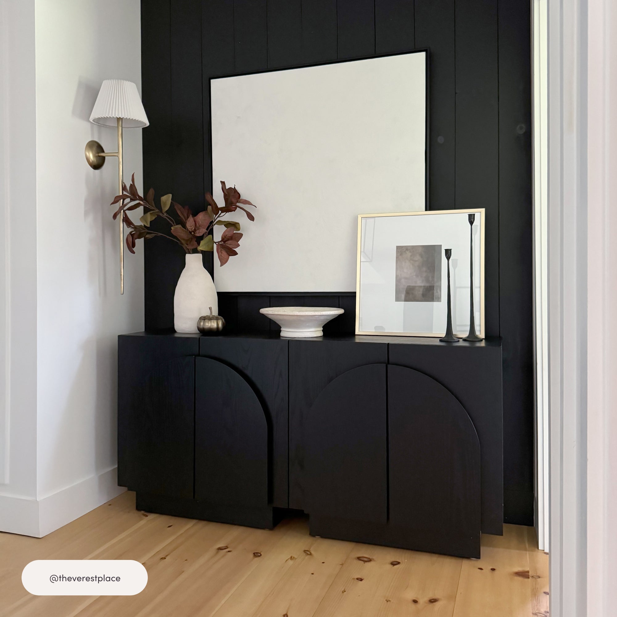 Arched Kitchen Cabinet Credenza Black (Set of 2)