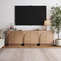 Arched Kitchen Cabinet Credenza Oak (Set of 3)