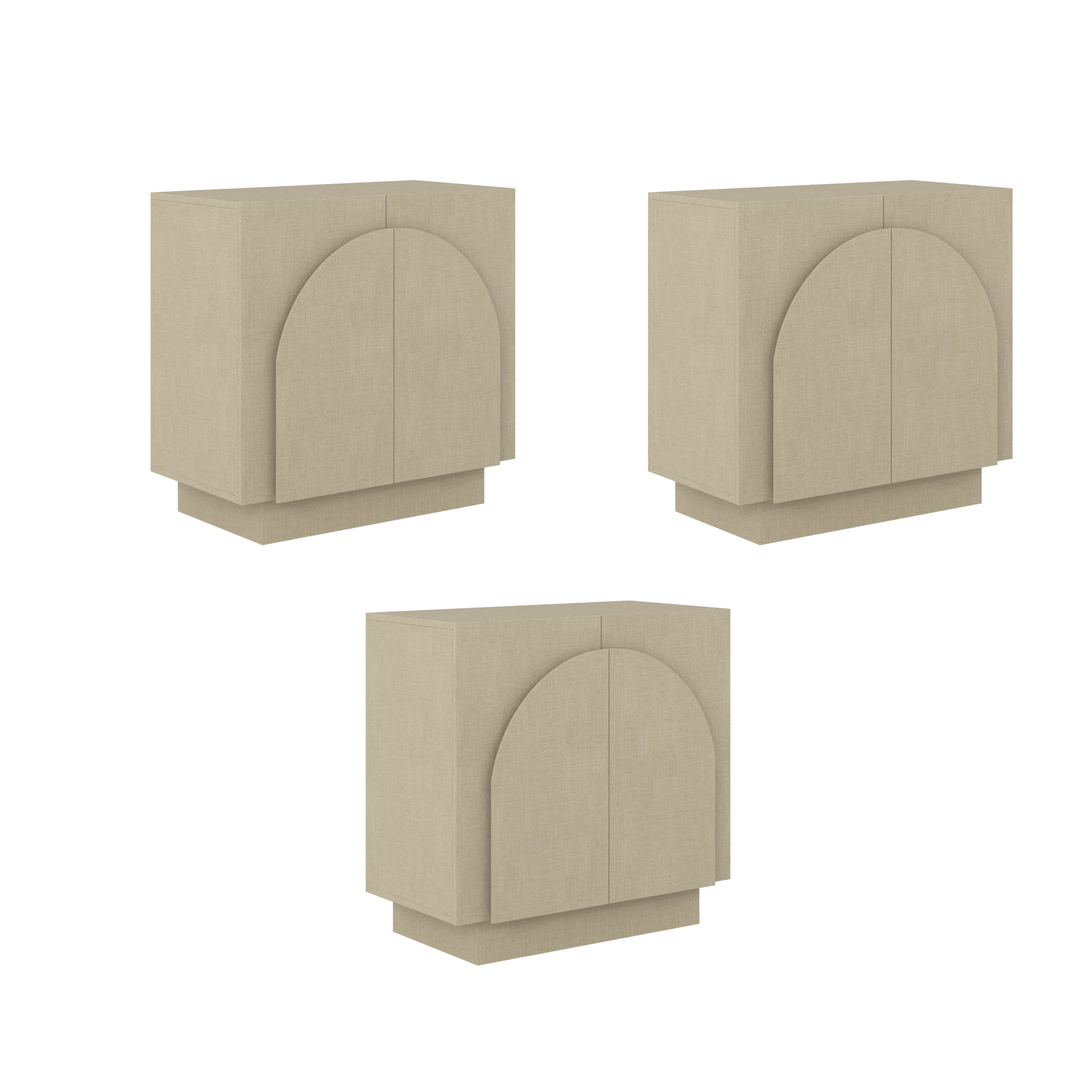 Arched TV Console Cabinet for TVs up to 75" Beige Linen