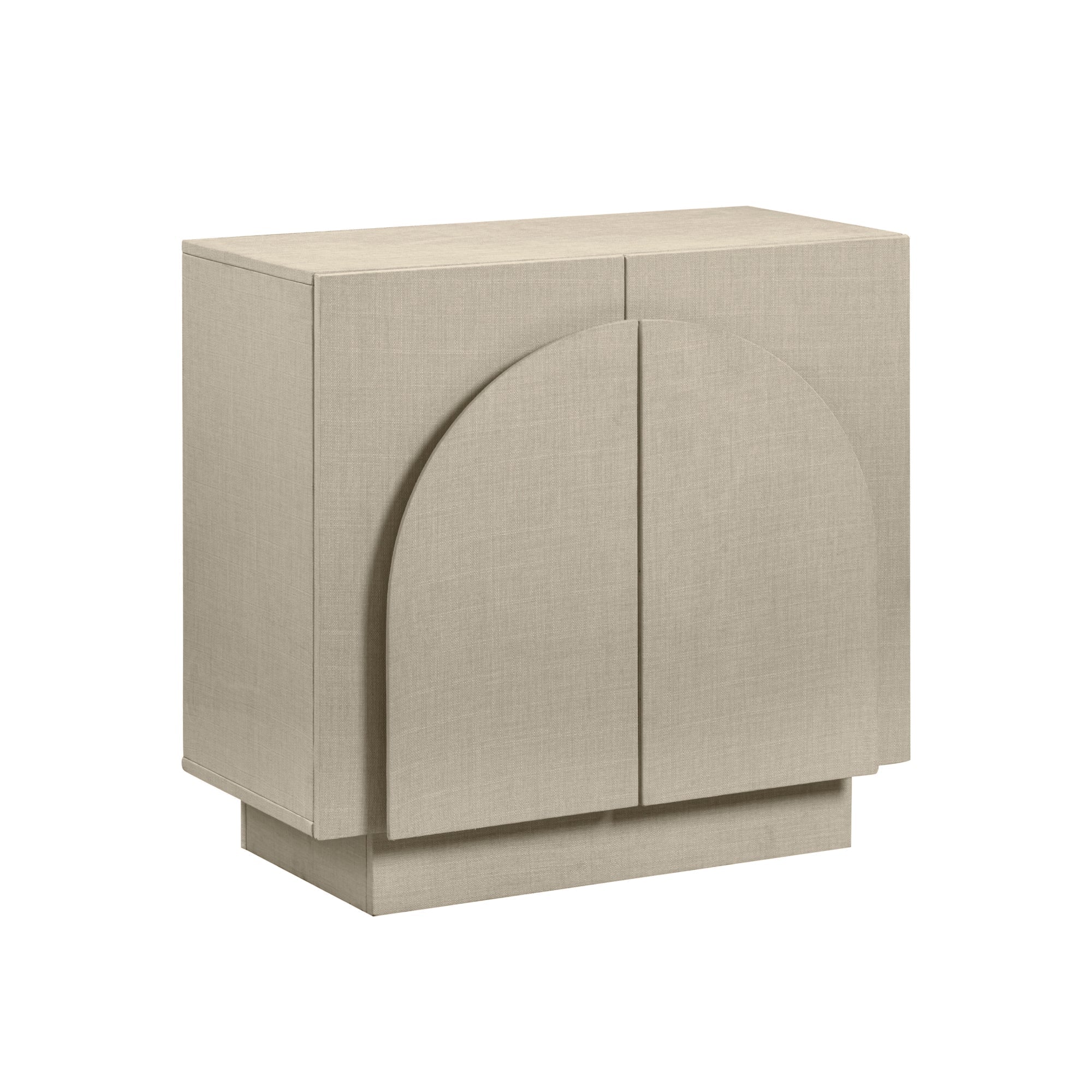Arched Fabric Wrapped Storage Cabinet Beige Linen