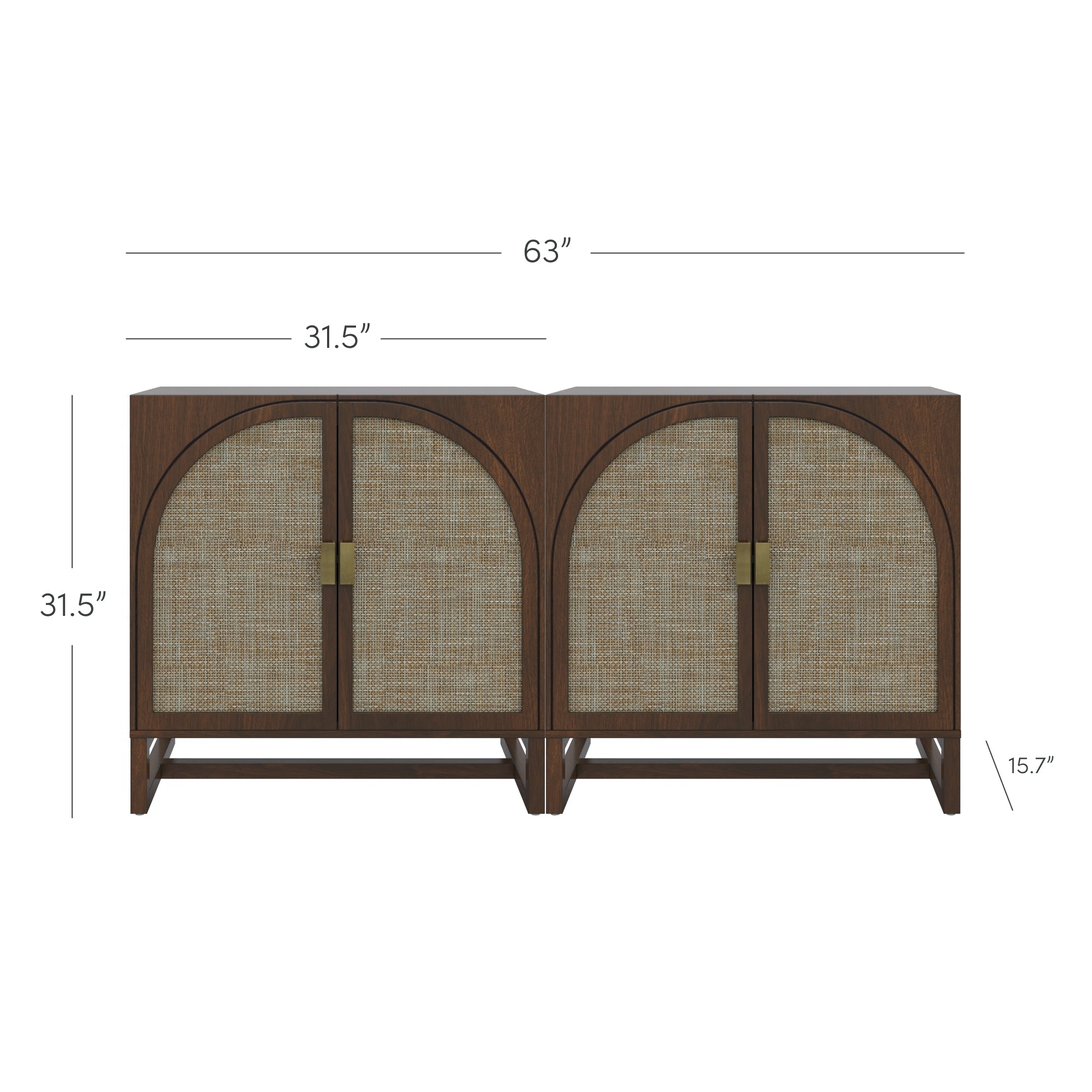 Boho Arched Storage Credenza Dark Acacia (Set of 2)