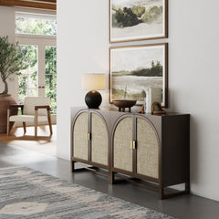 Boho Arched Storage Credenza Dark Acacia (Set of 2)