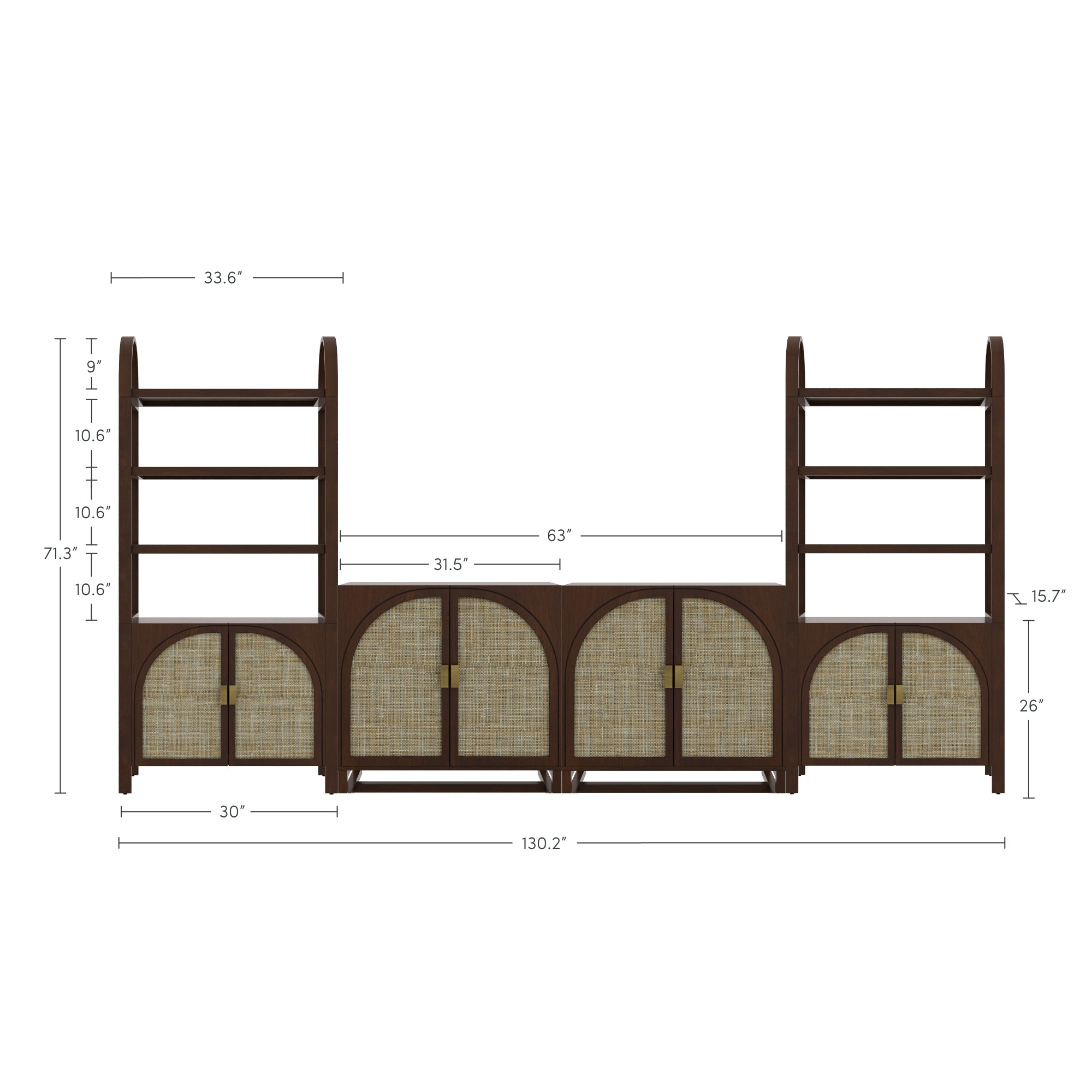 Arched Entertainment Center Wood Dark Acacia