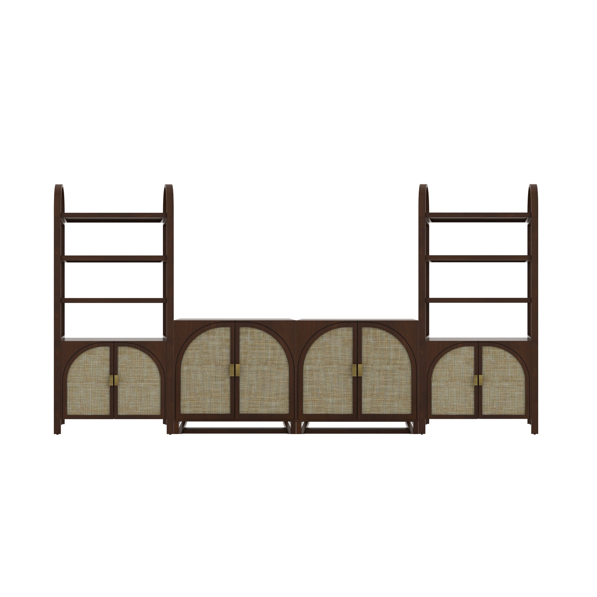 Arched Entertainment Center Wood Dark Acacia