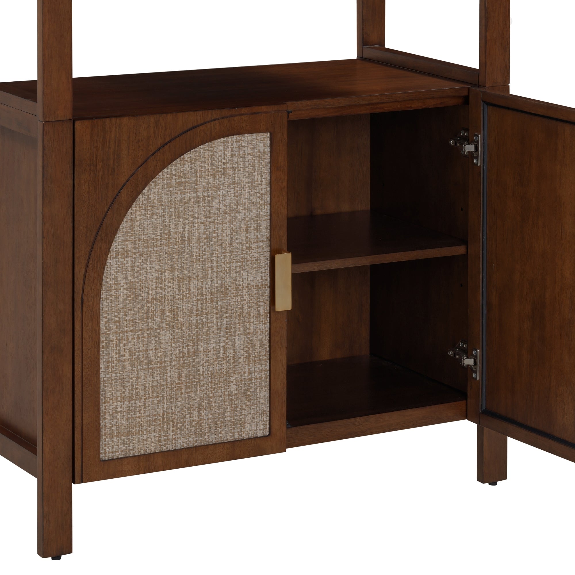 Arched Entertainment Center Wood Dark Acacia