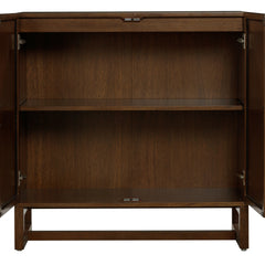 Boho Rattan Arched Door Storage Cabinet Dark Acacia
