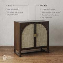 Boho Arched Storage Credenza Dark Acacia (Set of 3)