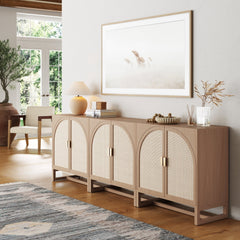 Boho Arched Cabinet Credenza Raw Oak (Set of 3)