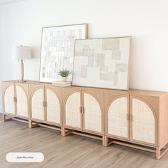 Boho Arched Cabinet Credenza Raw Oak (Set of 3)