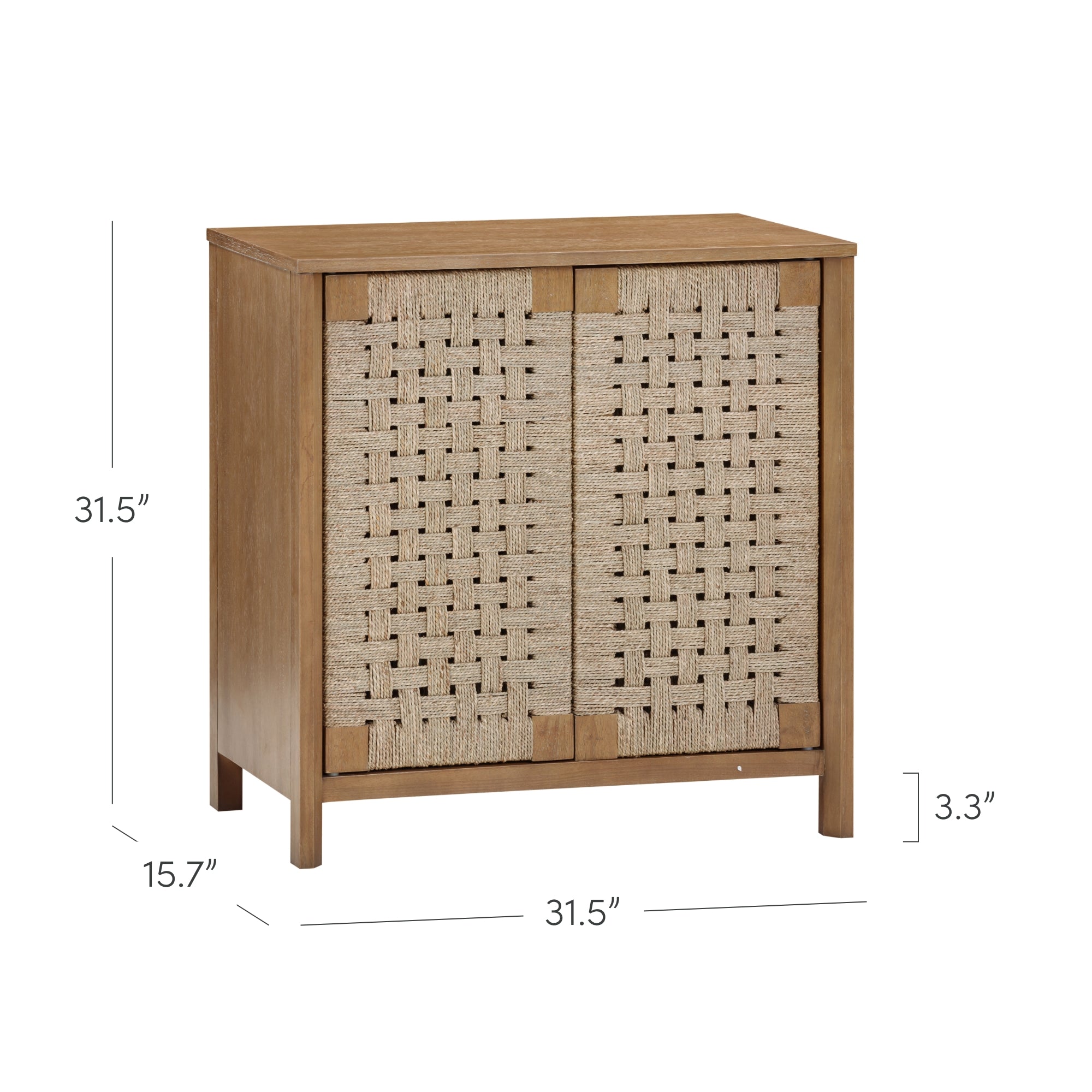 Boho Woven Seagrass & Wood Storage Cabinet Light Brown
