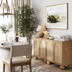 Seagrass Arched TV Console Cabinet for TVs up to 65" Light Brown